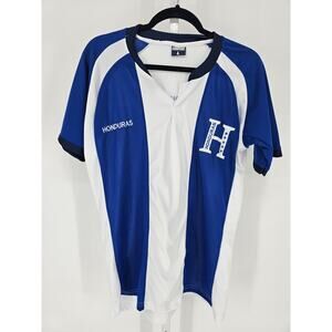 Champions Honduras Soccer Jersey Embroidered Logo Blue White Striped Size L